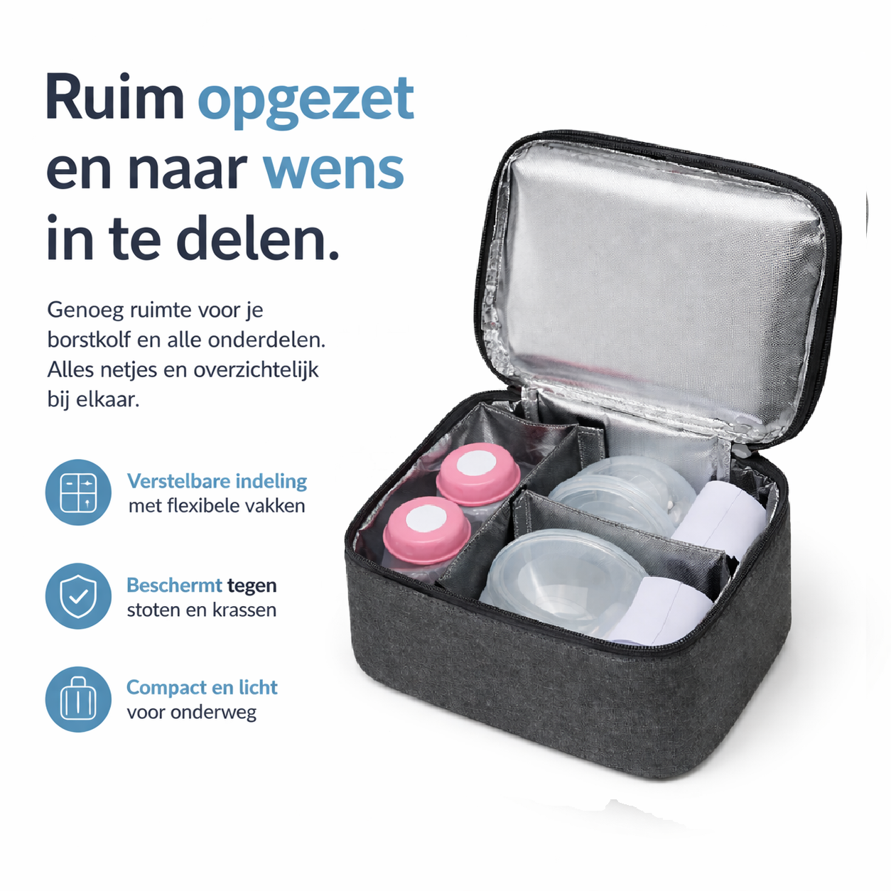 ZYPR. Borstkolf en moedermelk reistas met koelelement (Kleur: Zwart)