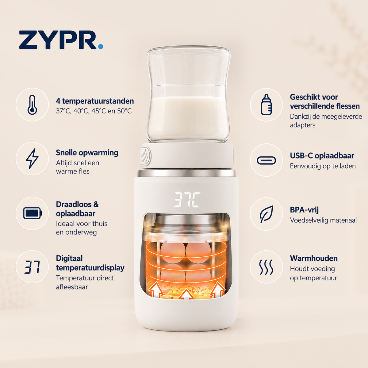 ZYPR. Nomad - Draadloze flessenwarmer